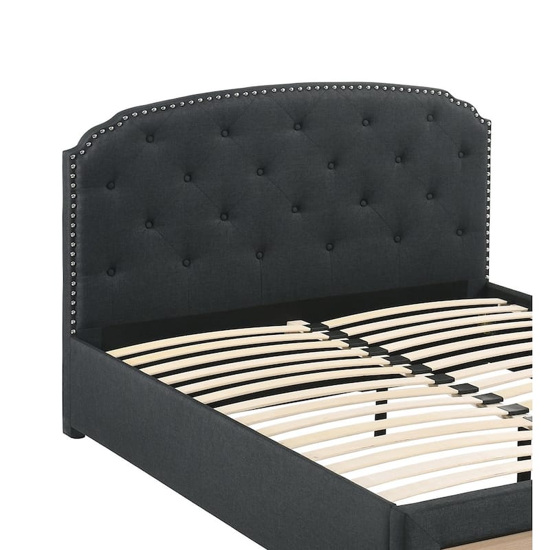 Twin Size Fabric Storage Bed with Button-Tufted Headboard and Underbed Drawer