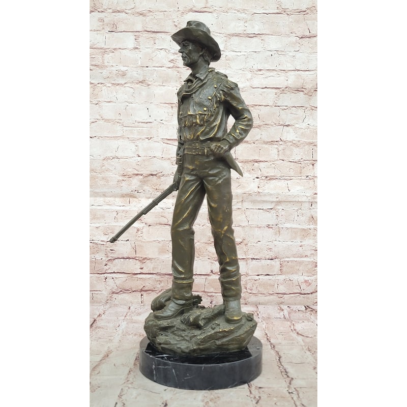 Bronze Cowboy With Rifle Statue - Western Sculpture Decor