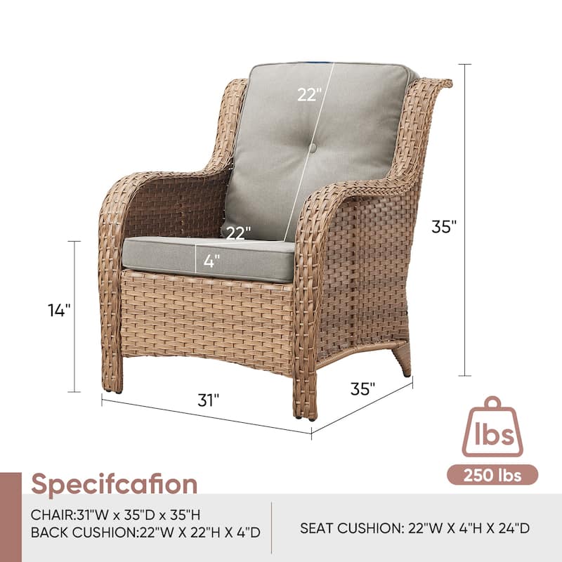 Gymojoy Patio Club Chair All-Weather Rattan Chair