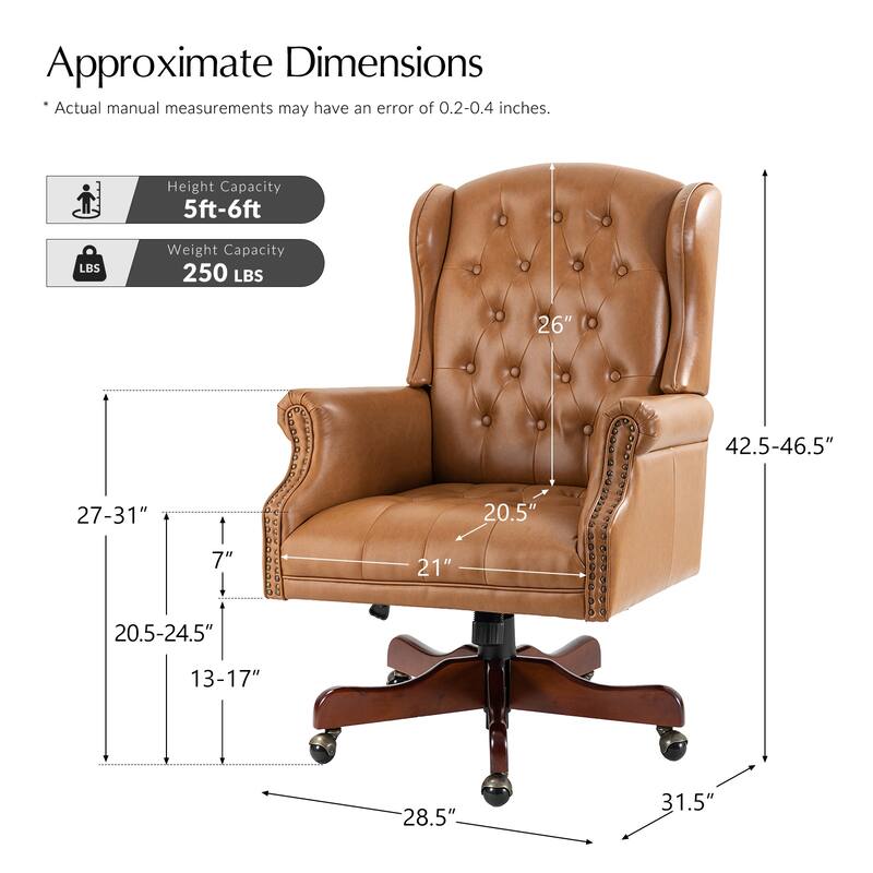 Maximiliano Modern Swivel Executive Chair with Tufted Back by HULALA HOME