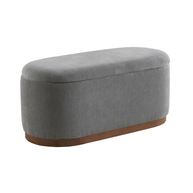 Venice 42.5" Corduroy Lift Top Storage Bench - Foam Cushioned Seat - Grey