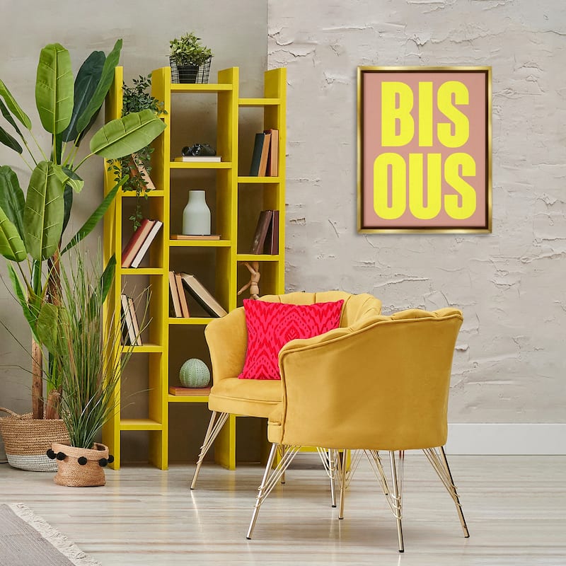 Stupell Bisous Kiss Typography Framed Floater Canvas Wall Art Design By House of Lulu