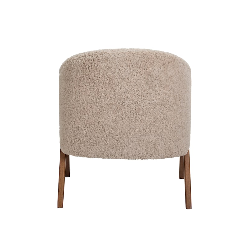Boucle Fabric Upholstered Chair with Rubberwood Legs - 26.8"L x 27.6"W x 31.5"H