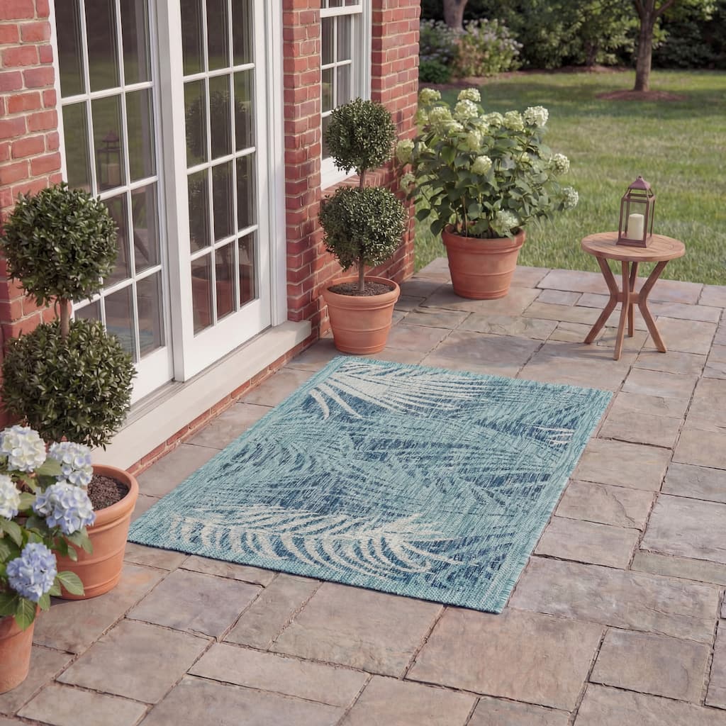 SAFAVIEH Courtyard Nott Tropical Indoor/ Outdoor Waterproof Patio Backyard Rug