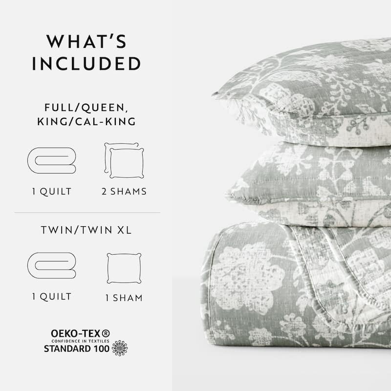 Becky Cameron All Season 3 Piece Textured Floral Reversible Quilt Set