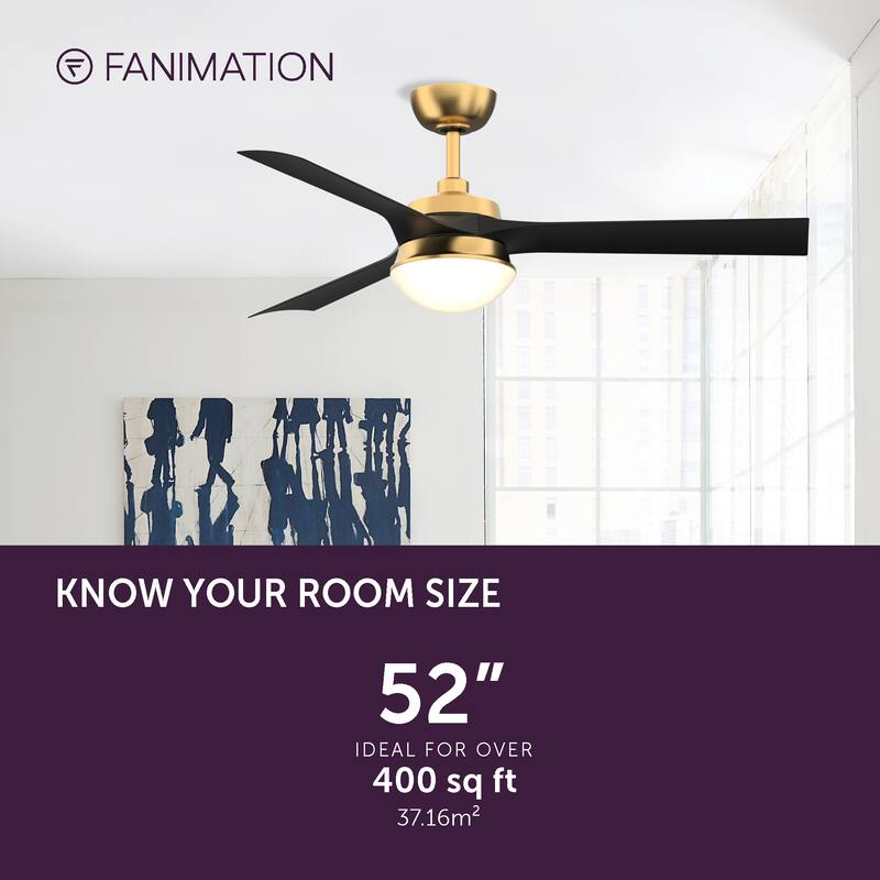 Barlow 52 inch Indoor/Outdoor Brushed Satin Brass with Black blades Ceiling Fan with LED CCT Select Light Kit and Remote