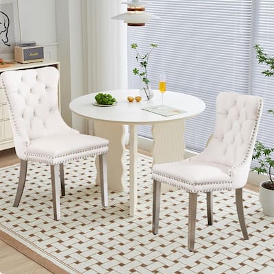 Tufted Naliheads Solid Wood Upholstered Dining Chairs (Set of 2)