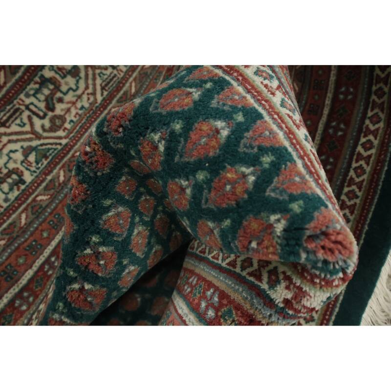 Hand Knotted Oriental 100% Wool Carpet Traditional All-Over Green Botemir Area Rug - 12' 0'' X 9' 1''