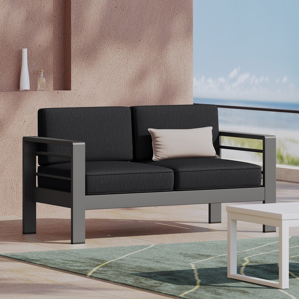 Cape Coral Aluminum Outdoor Loveseat by Christopher Knight Home