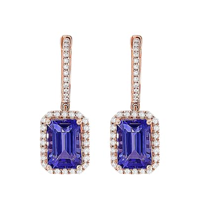 EFFY 14K Gold Diamond Tanzanite Drop Earrings