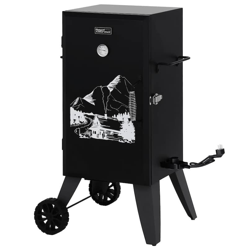 Royal Gourmet 28-Inch Analog Electric Smoker With 3 Cooking Grates - Black