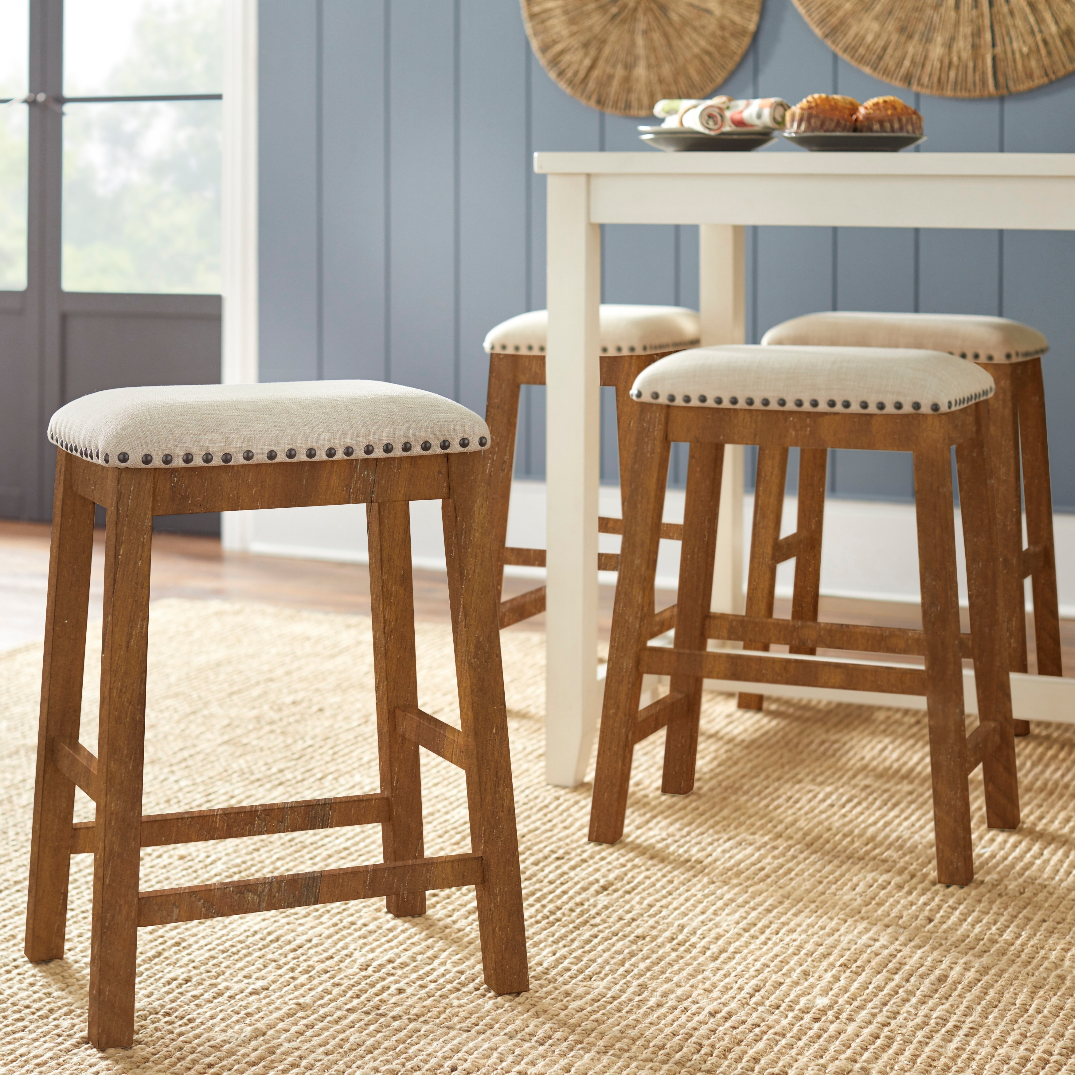 Lifestorey Tobias 24-inch Cushioned Farmhouse Counter Stool