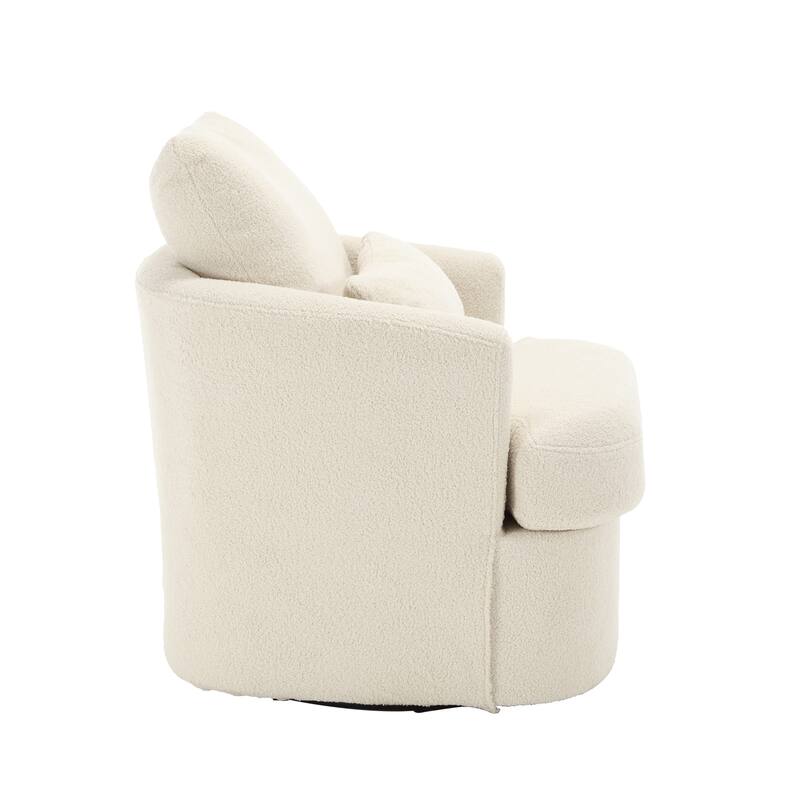 Comfy Round Accent Sofa Chair for Living Room, 360 Degree Swivel Barrel Club Chair for Nursery, Hotel, Bedroom, Office, Lounge