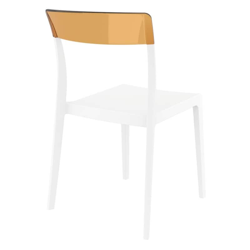 33" White and Amber Patio Dining Chair