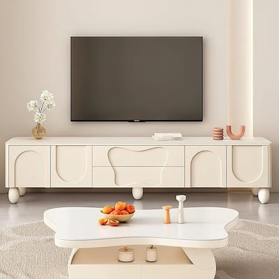 78-inch TV Stand with Storage Luxury Cream Media Console Extra storage space - 78 inches in width