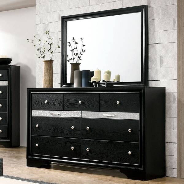 Balistrieri Contemporary Black 2-piece 9-Drawer Dresser and Mirror Set by  Furniture of America - Bed Bath & Beyond - 29726578