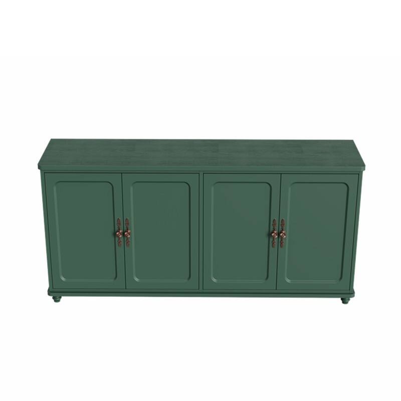 60"W Kitchen Buffet Sideboard Cabinet With Adjustable Shelves, 4 Doors Mid-Century Cupboard Set Of 2