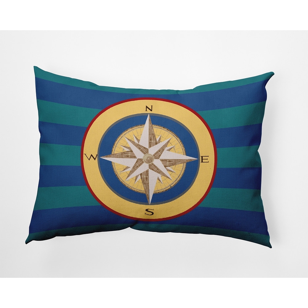 Compass on Stripes Indoor/Outdoor Throw Pillow