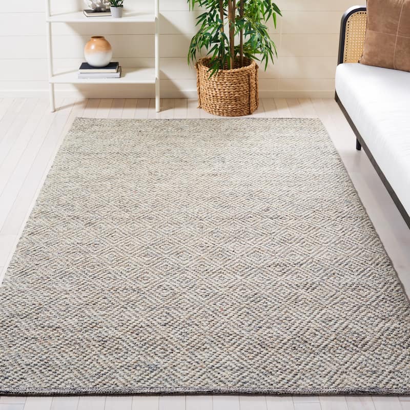 SAFAVIEH Natura Rimah Handmade Wool Area Rug - 4' Square - Camel/Grey - Square