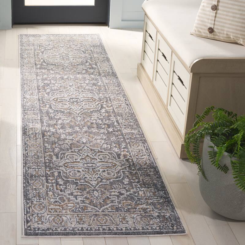 SAFAVIEH Finley Kamelia Vintage Distressed Rug - Dark Grey/Beige - 2'2" x 8' Runner