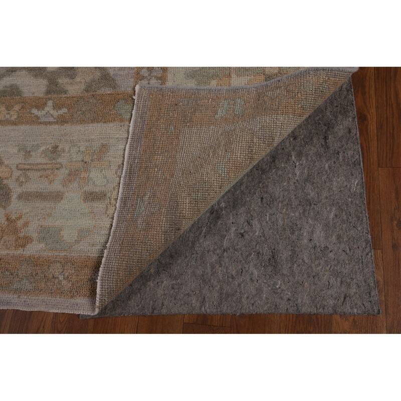 Vegetable Dye Oushak Turkish Rug Handmade Grey Wool Carpet - 8'0"x 9'11"