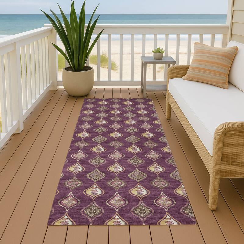 Machine Washable Indoor/ Outdoor Casual Greenwood Chantille Rug - Eggplant - 2'3" x 7'6"