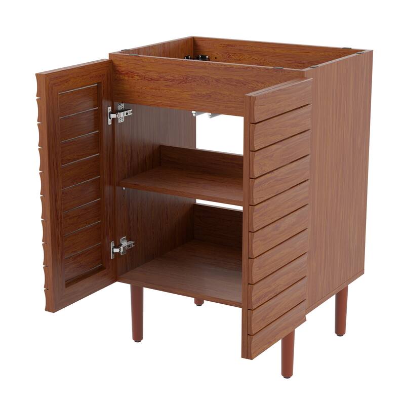 Calandre Thick Linear Slat Modern Farmhouse 2-Shelf Bath Vanity Cabinet Only (Sink Basin not Included), by JONATHAN Y