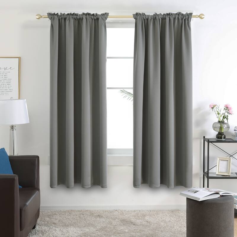 Deconovo Solid Rod Pocket Curtain Panel Pair (2 Panel) - 42W x 72L - Drak Grey