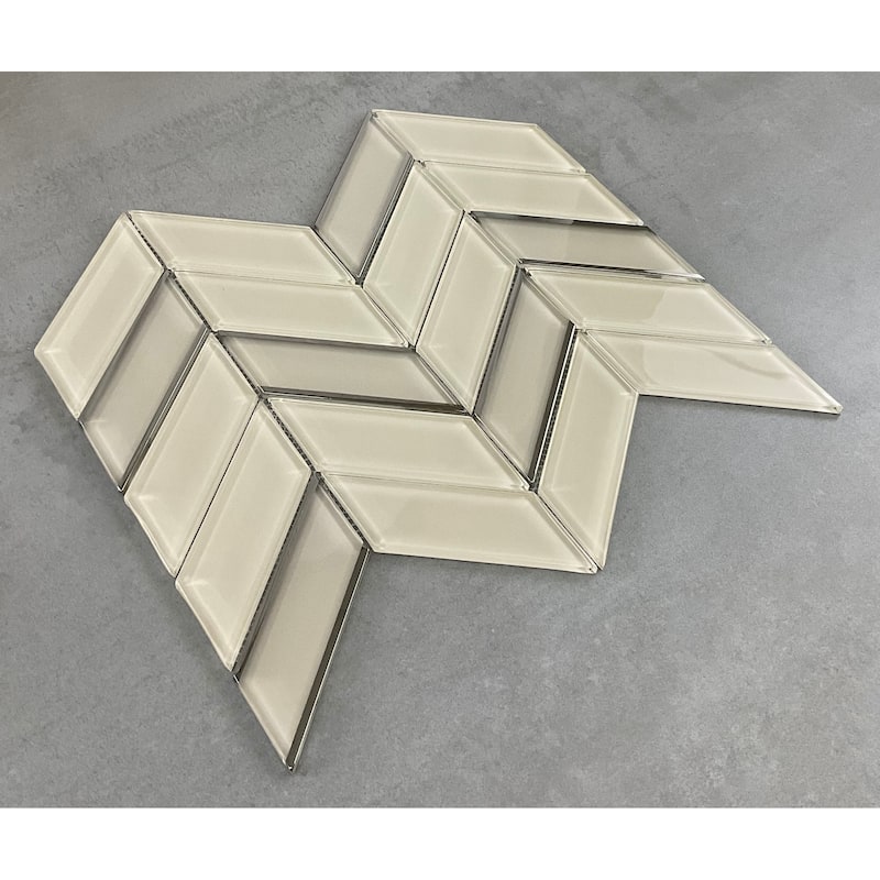 1.5" x 4.25" Glass Chevron Mosaic Wall Tile - Case (10 Sheets)