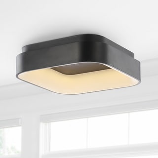 Cursive 17.7" Integrated LED Metal Flush Mount Ceiling Light, Black by JONATHAN Y
