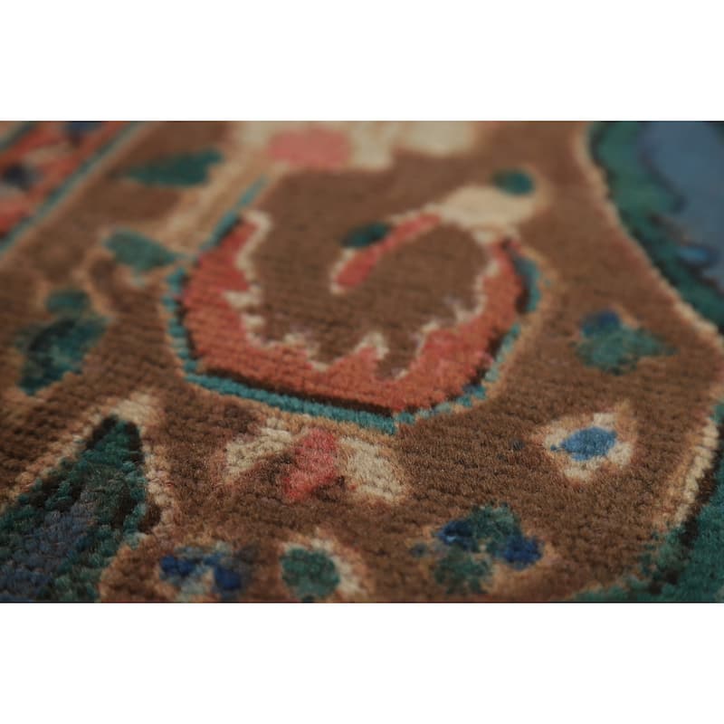 Blue Geometric Tabriz Persian Rug Traditional Handmade Wool Carpet - 7'8"x 10'8"