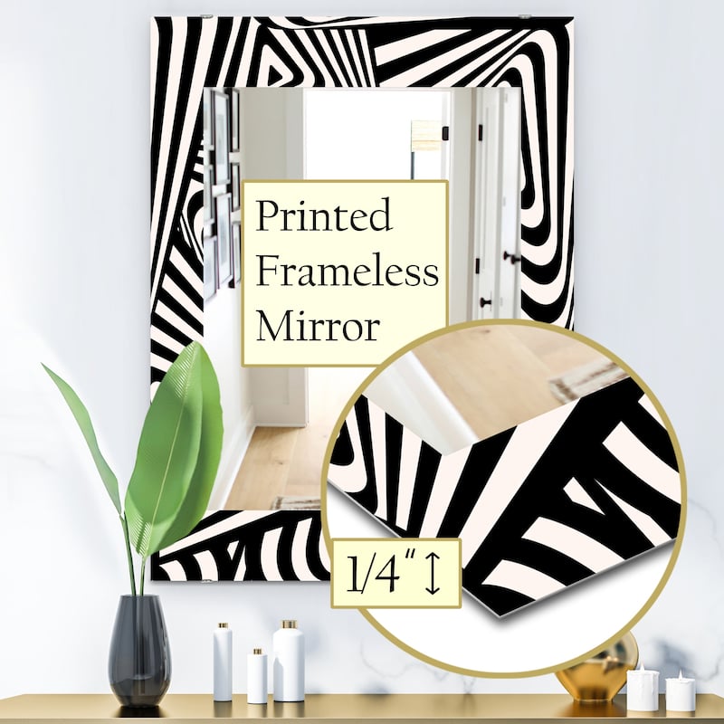 Designart 'Black & White 5' Modern Mirror - Contemporary Printed Wall Mirror