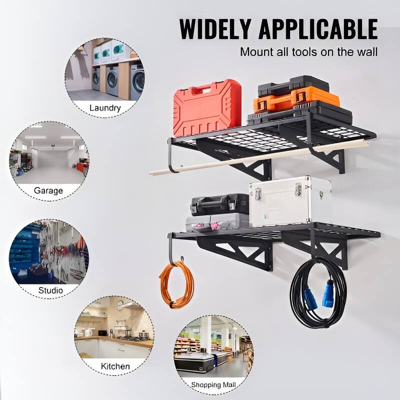 Wall Mounted Garage Shelves 2 Pack Heavy Duty Storage Rack