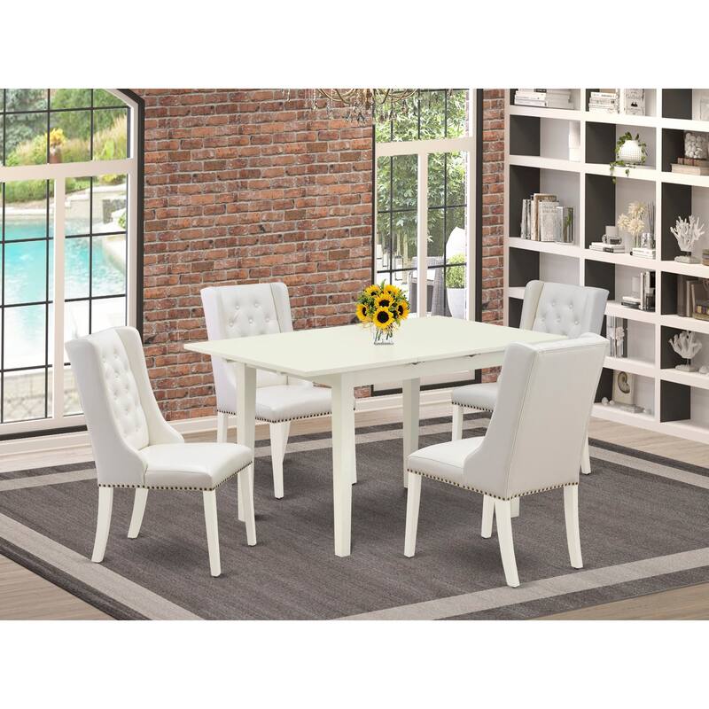 East West Furniture Dining Table Set Contains a Rectangle Dinner Table and Dining Chairs (Pieces And Finish Color Options)