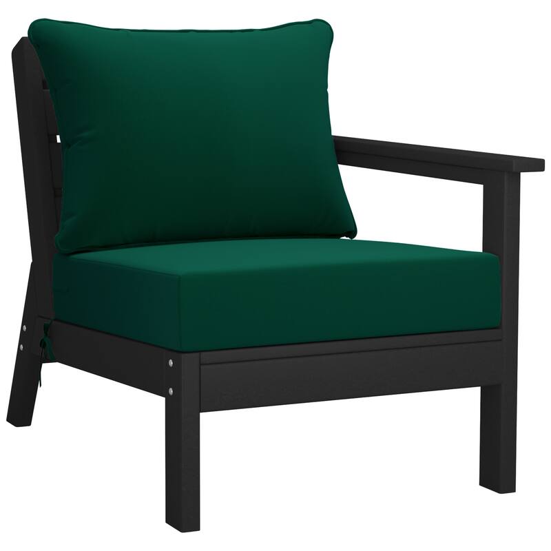 Birchwood All Weather HDPE Outdoor Patio Deep Seating Black Sofa With Cushions (3-Piece)