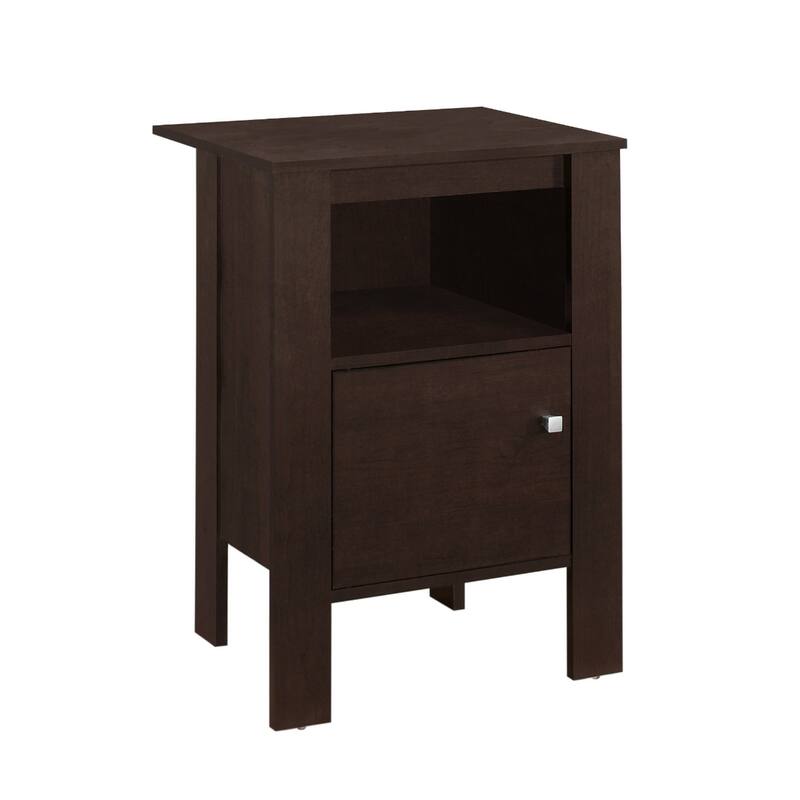 Wood Contemporary Square Nightstand with Shelf and Matte Finish