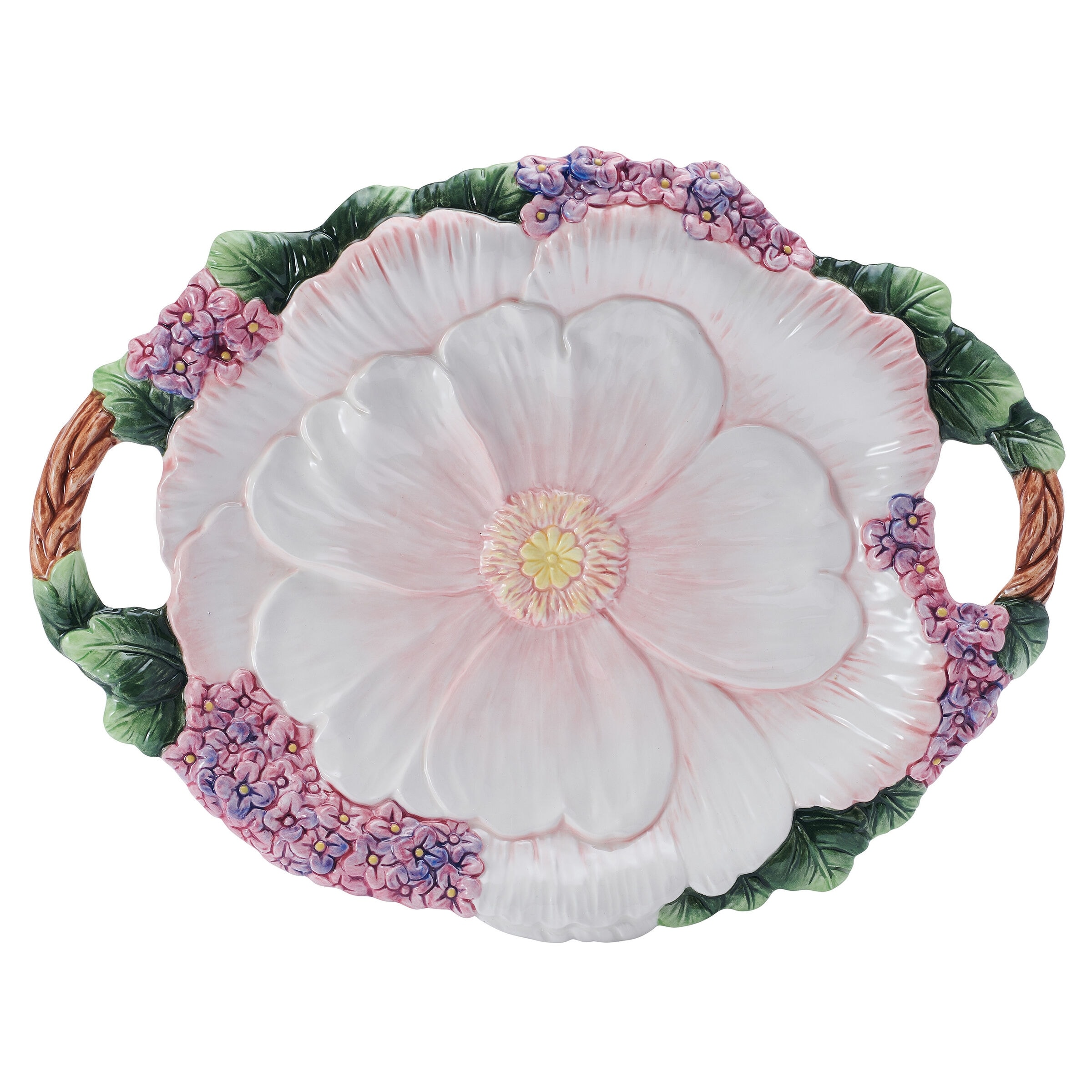 Fitz and Floyd Jardin Large Platter with Handles, 19 Inch