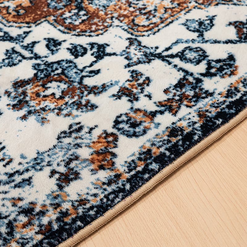 Modern Plant Abstract Area Rugs No-Shedding, Low Pile Foldable Carpet