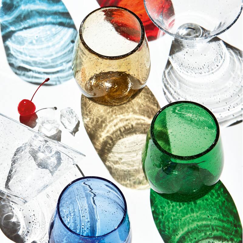 16 oz. Bubble Glass Stemless Wine Drinkware Blush Dishwasher Safe Beverage Glassware For Dinner Party Wedding Restaurant Bar
