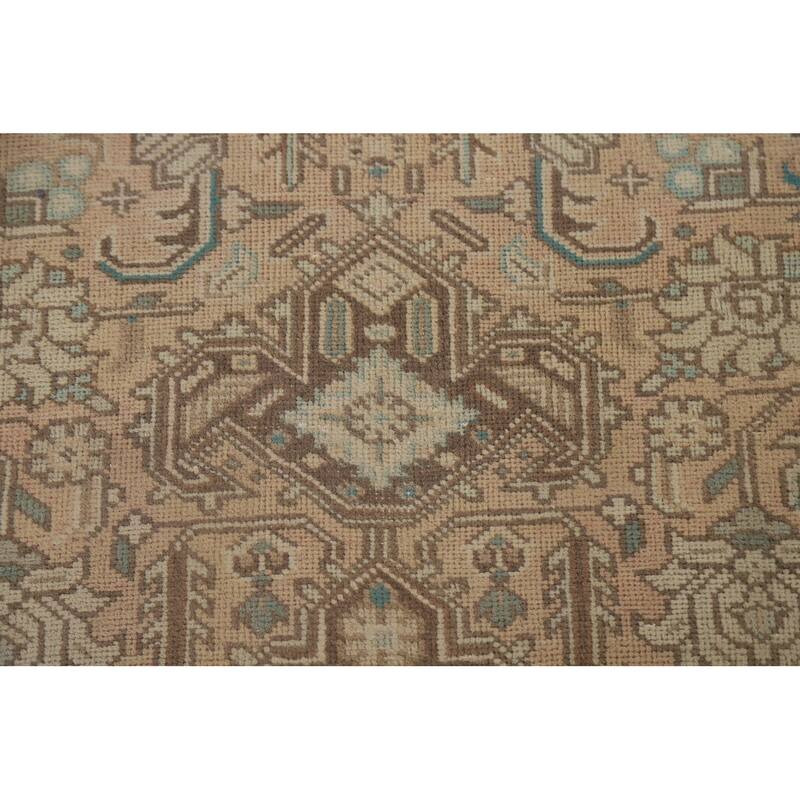 Geometric Tabriz Distressed Persian Rug Hand-knotted Wool Carpet - 6'7" x 9'0"