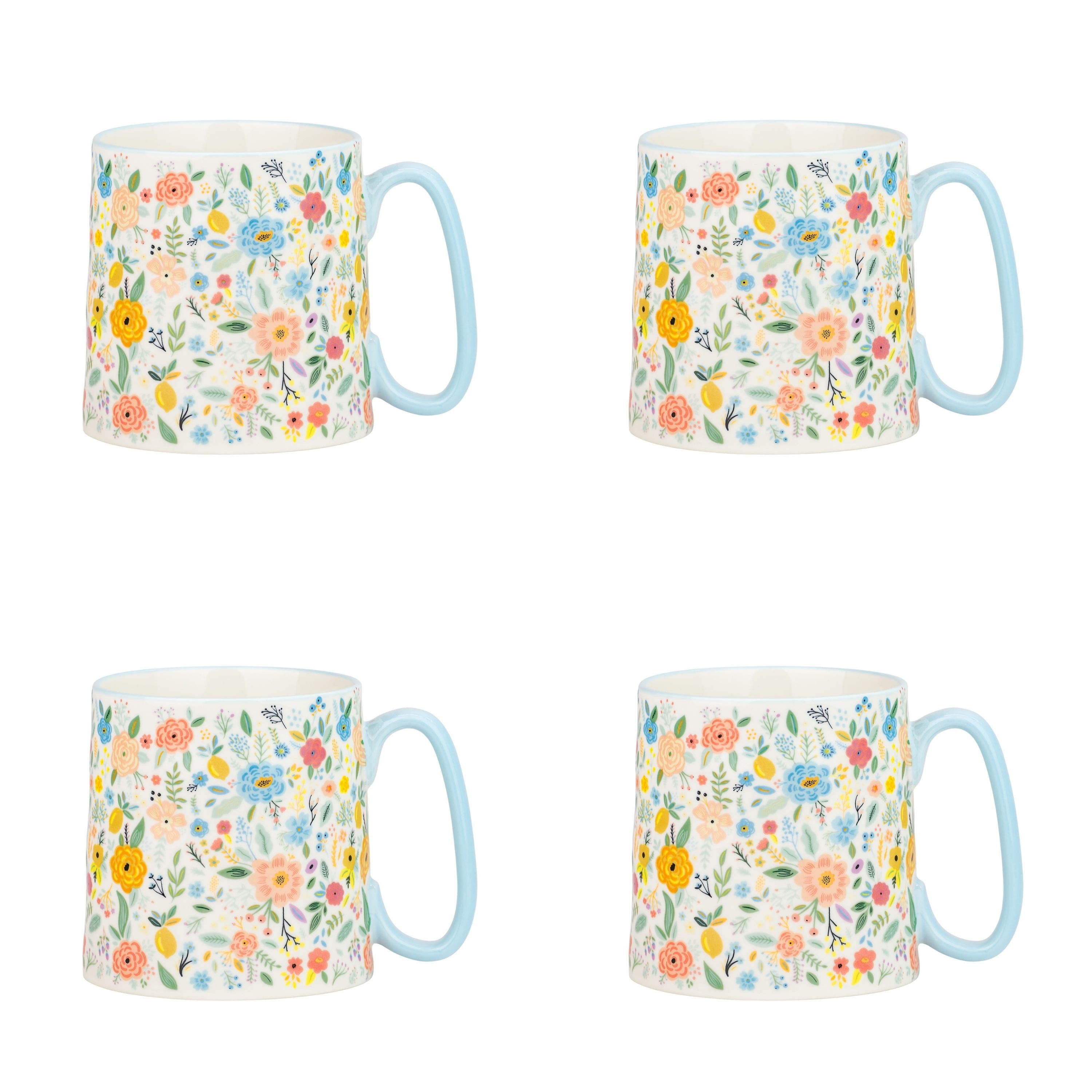 10 Strawberry Street Bella Flora Mugs, Set of 4