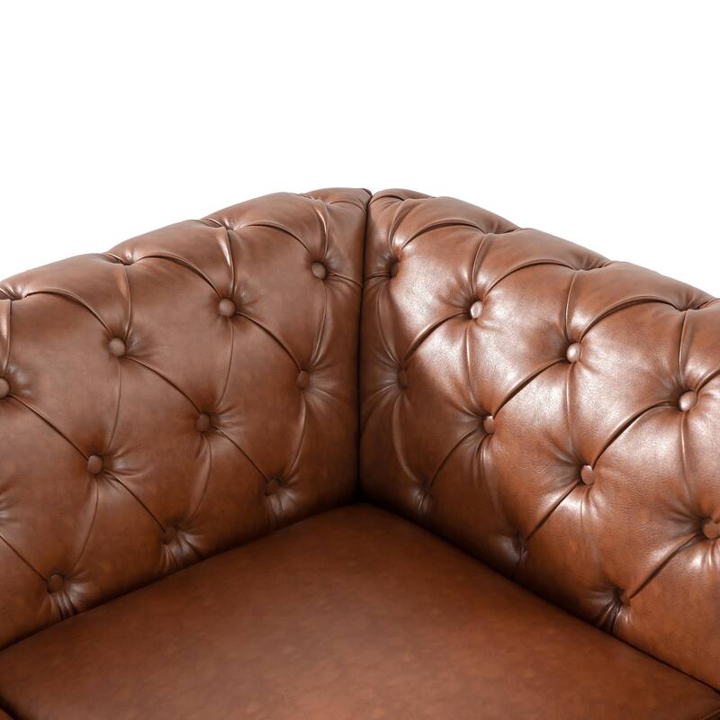 104" Retro Sectional Sofa with Wood Legs & Pocket Springs