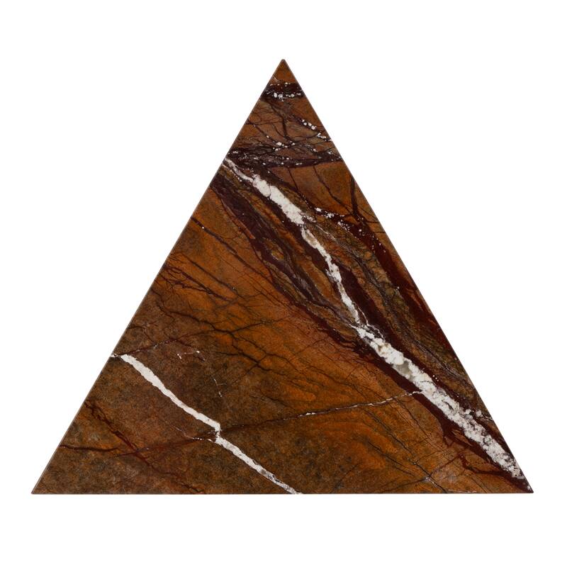 Addis 16.5 in. W Triangular Marble and Iron Pyramid Side Table