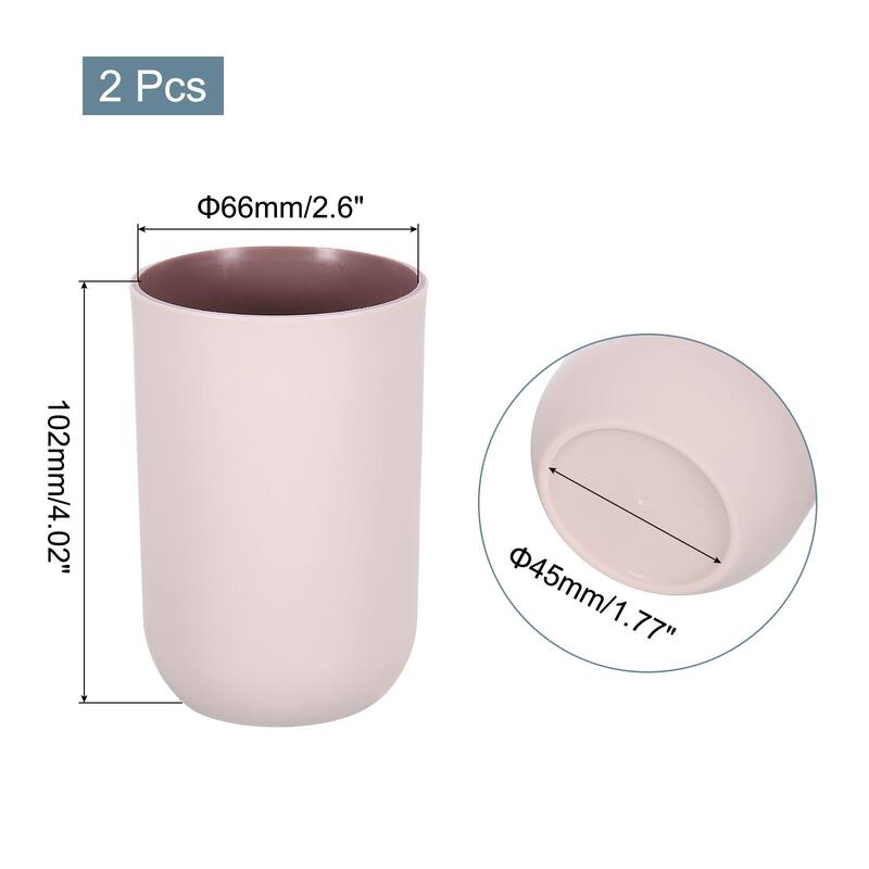 2Pcs Drinking Cups, Unbreakable Bathroom Cup Toothbrush Holder - Pink