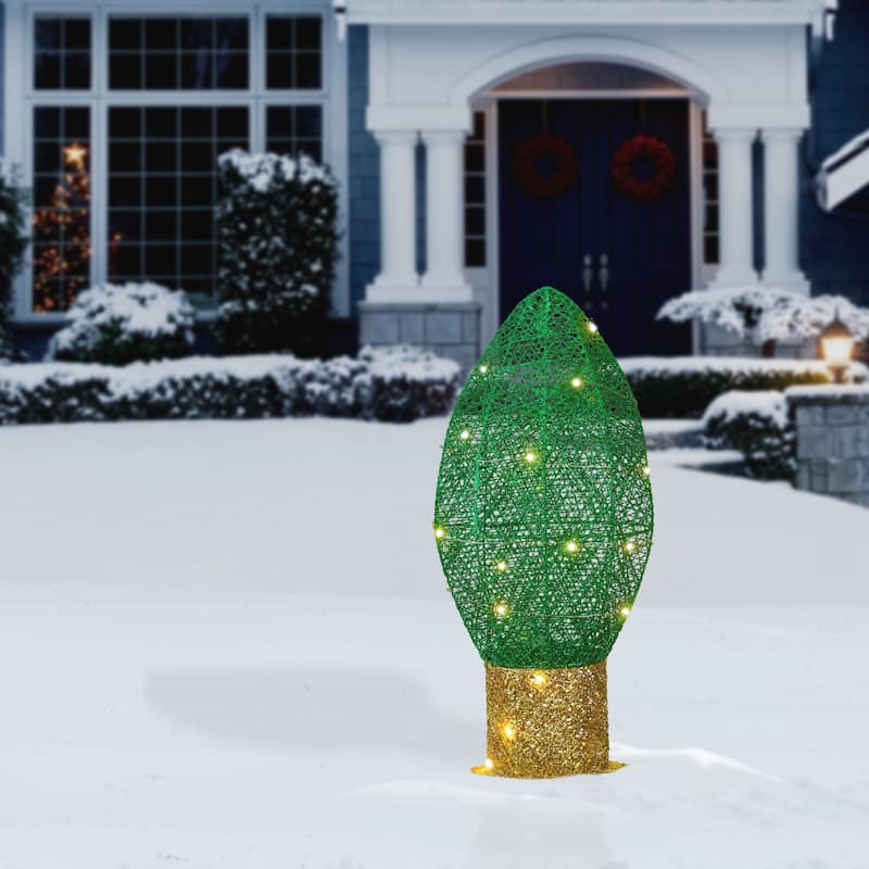 National Tree Company 20 in. Pre-Lit Green Christmas Light Bulb Decoration - 20 in