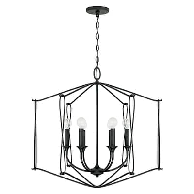Bentley 28" 6-light Black Iron Foyer Pendant
