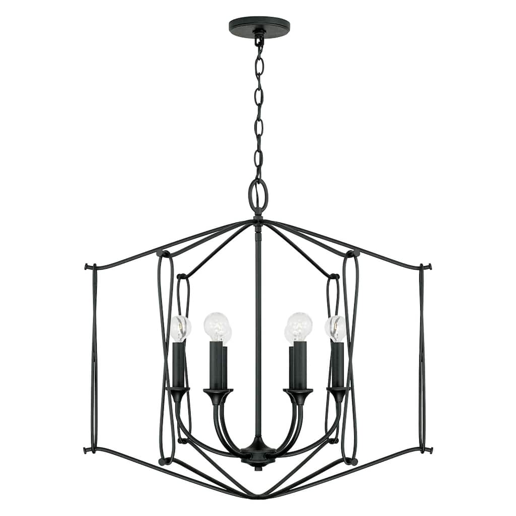 Bentley 28" 6-light Black Iron Foyer Pendant