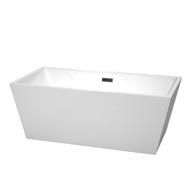 Wyndham Collection Sara 63" Free Standing Acrylic Soaking Tub with - White / Matte Black Trim