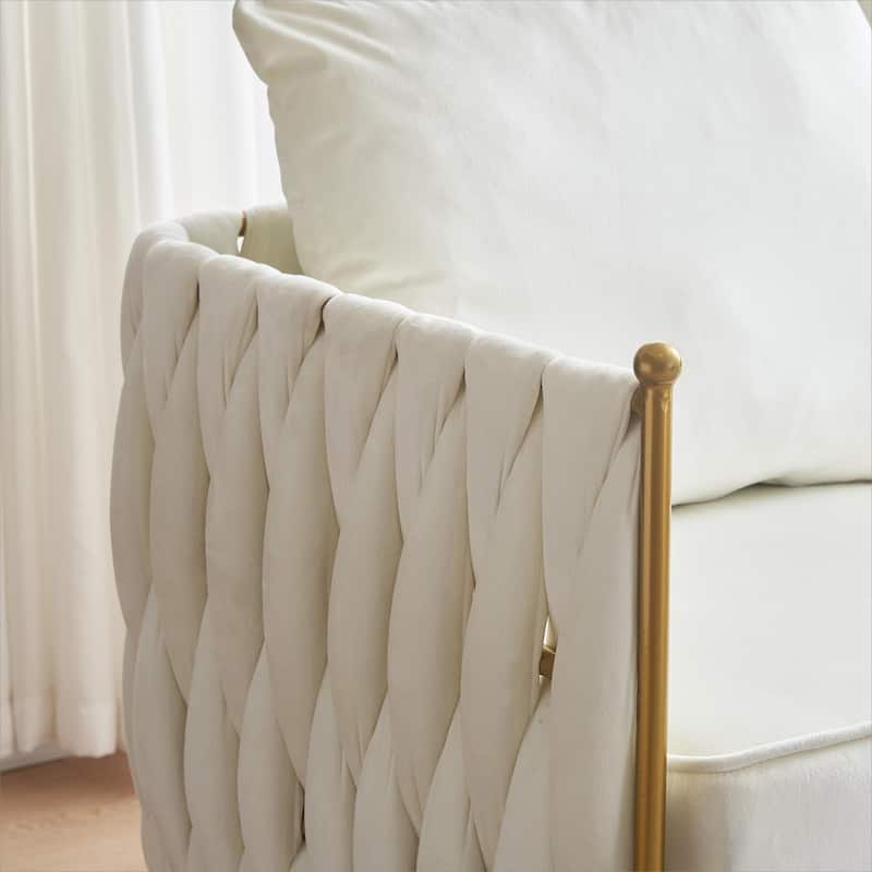 Modern Comfy Handmade Bucket Woven Velvet Accent Chair Arm Chair