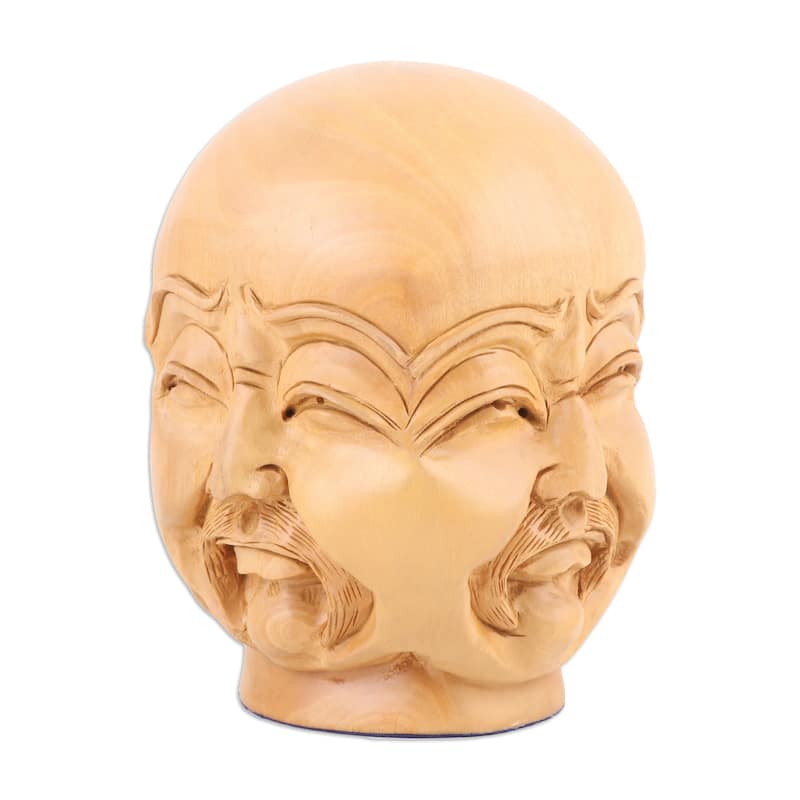 Novica Handmade Sorrowful Facets Wood Sculpture